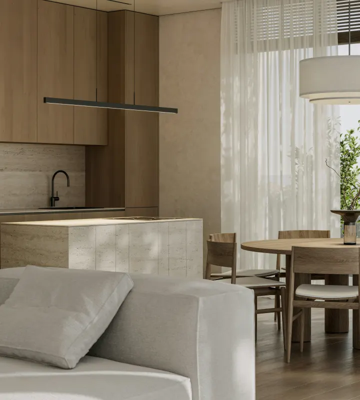 Canapé avec vue arrière sur table