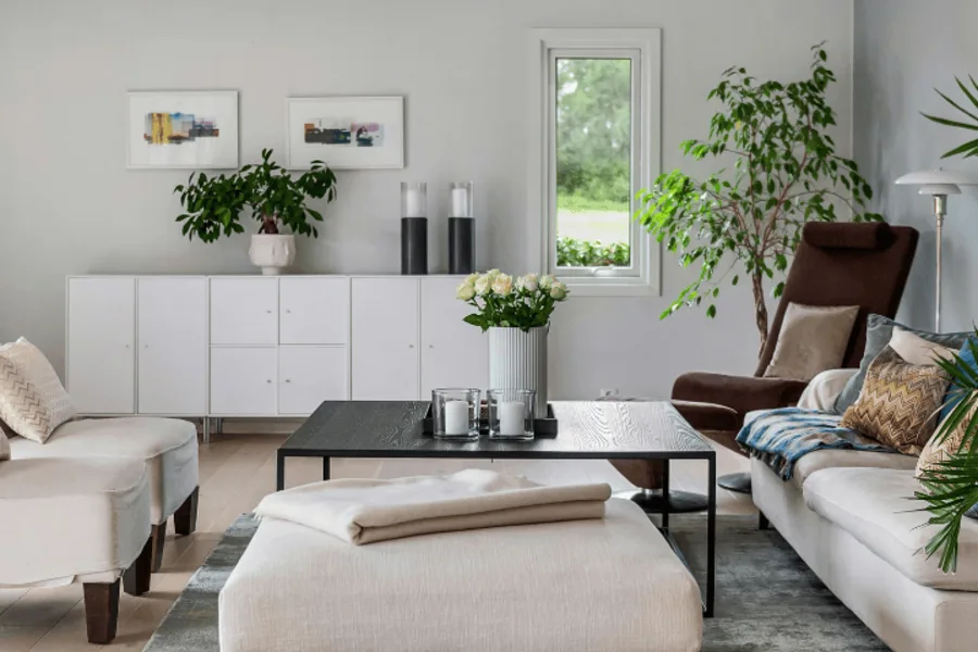Salon d'un appartement neuf moderne et lumineux
