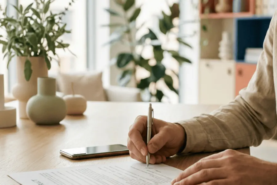 Un monsieur qui signe un document