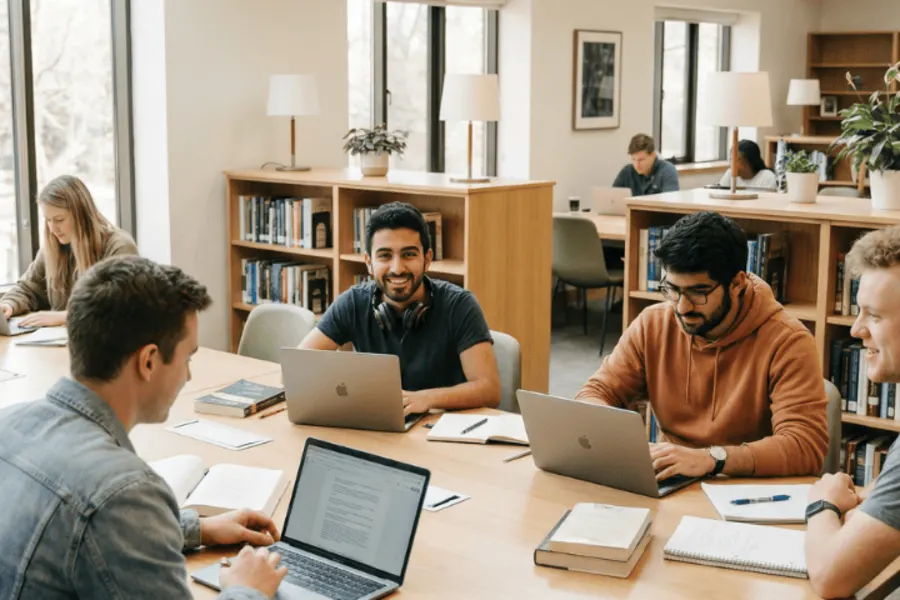 Des étudiants qui travaillent sur leurs ordinateurs