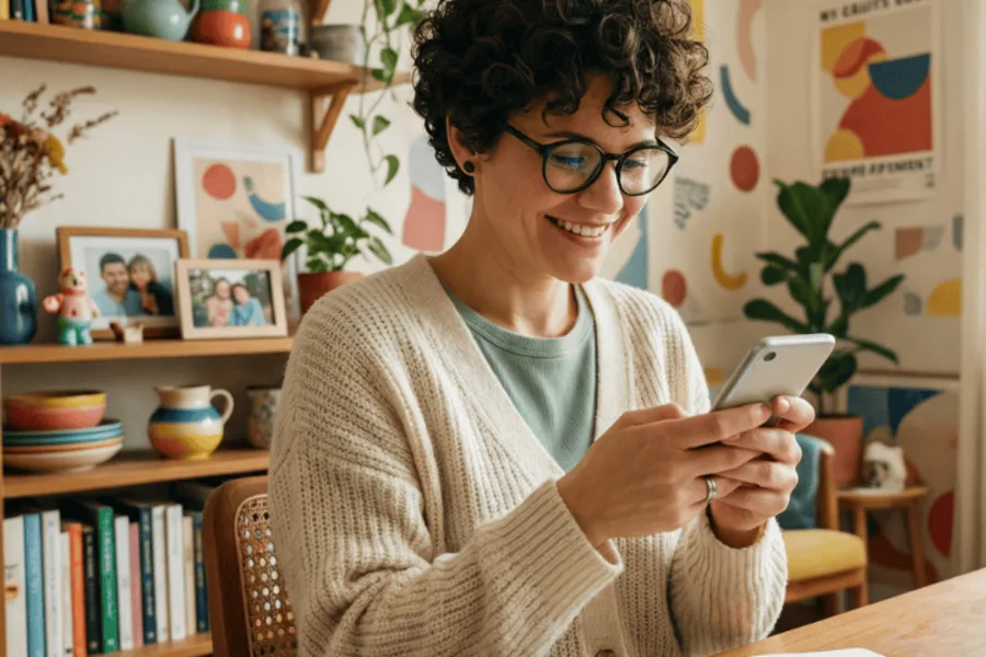 Une femme sur son téléphone